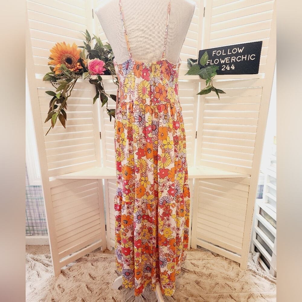 EMMA & MICHELE MED ORANGE FLORAL MAXI  NWT - Picture 7 of 9